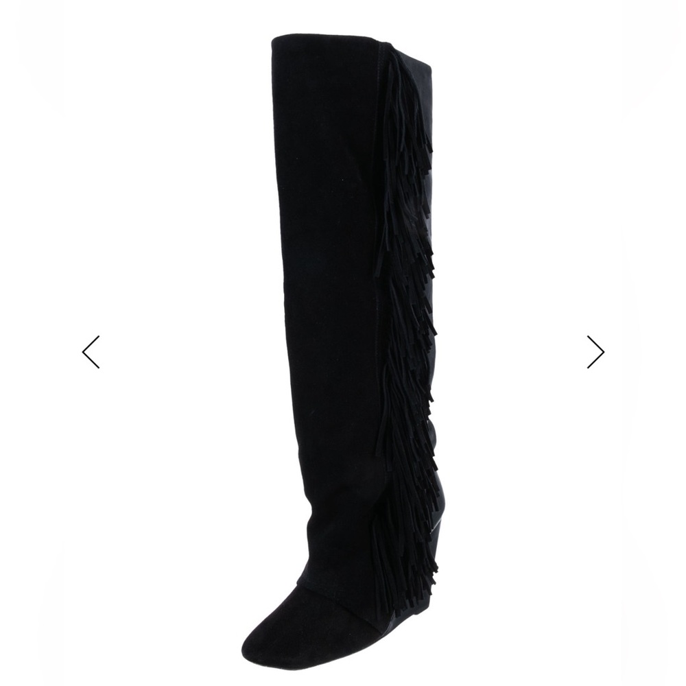 Isabel Marant F/W 2011 Black Suede Fringe Heeled Boots